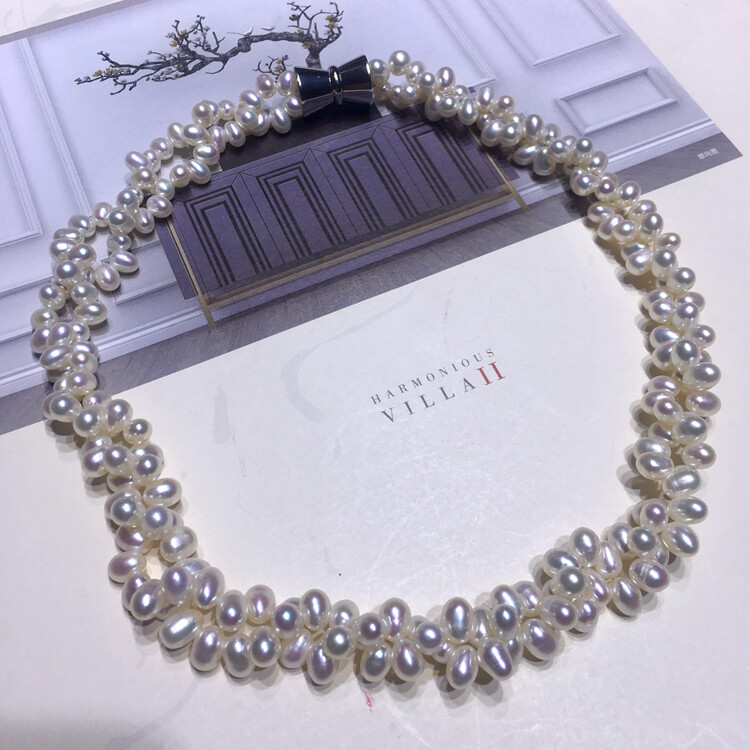 Stunning AAA 6-7mm natural south sea white baroque pearl necklace 925 silver