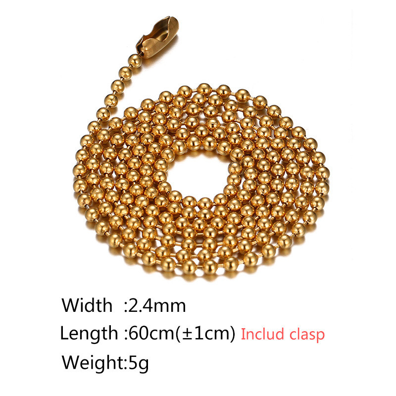 60cm Silver/Gold/Black Clavicle Stainless Steel Ball Chain Women’s Necklace Gift