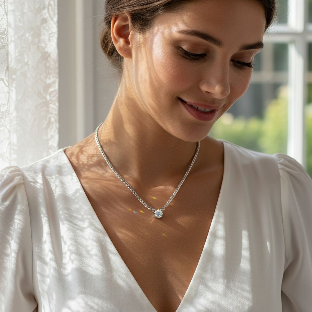 Women’s 925 Sterling Silver 1-3Ct Moissanite Miami Cuban Link Chain Necklace