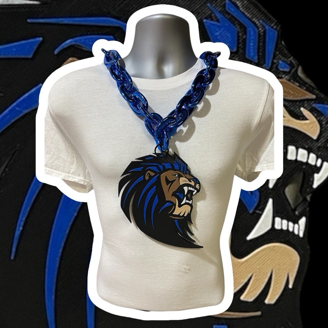 Custom Sports Team Fan Chain School Logo Necklace Pendant MVP Oversized Turnover