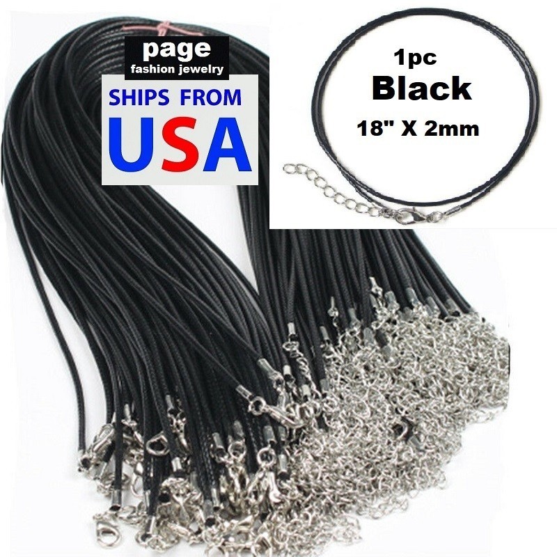 2pcs With 3 Options *2mm* Black/Brown Braided Leather 18″ Cord Necklaces