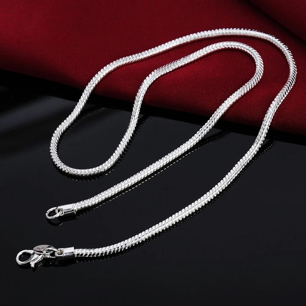 Men&Women’s 925 Sterling Silver Tarnish-Free Italian Snake Chain Necklace 16-24″