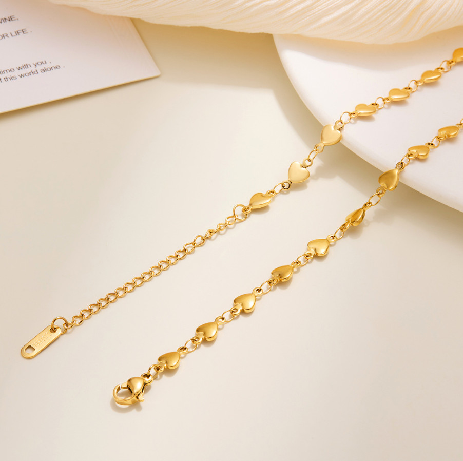 Women Gold Stainless Steel Heart Pendant Lobster Chain Necklace Choker Gift AG