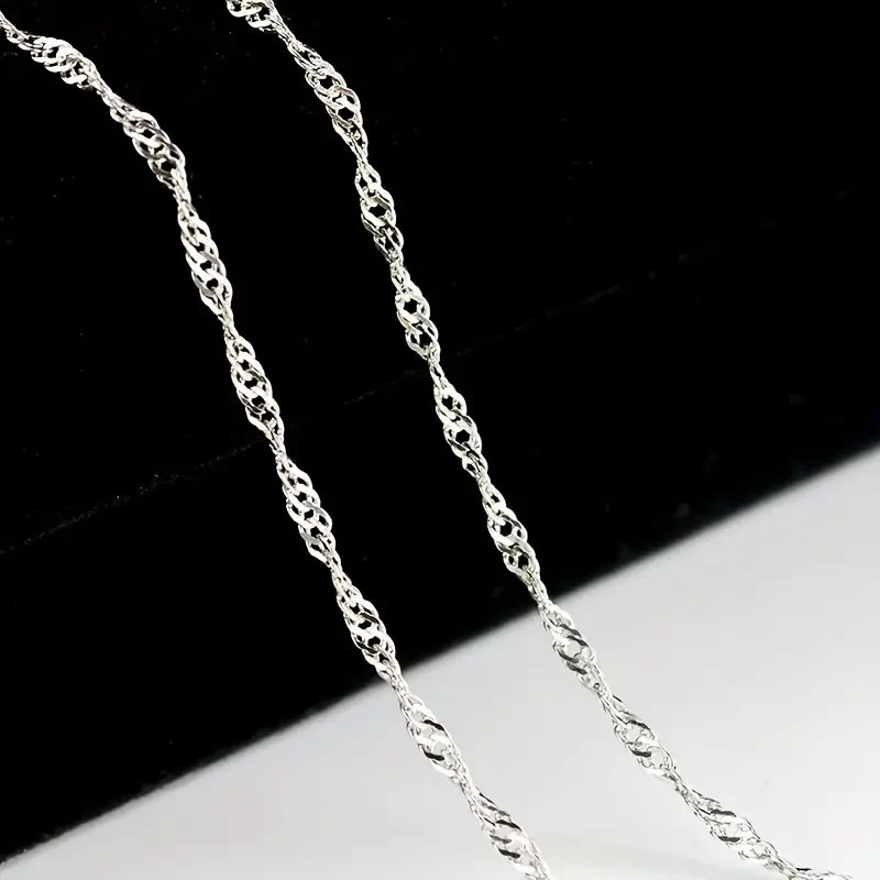 20 Inch Fashion 925 Sterling Silver Water Necklace Punk Flat Link Chain Women