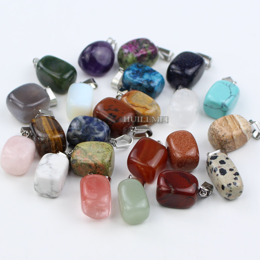 20pcs Mixed Natural Stone Irregular Shape Pendants Beads for Diy Jewelry Making