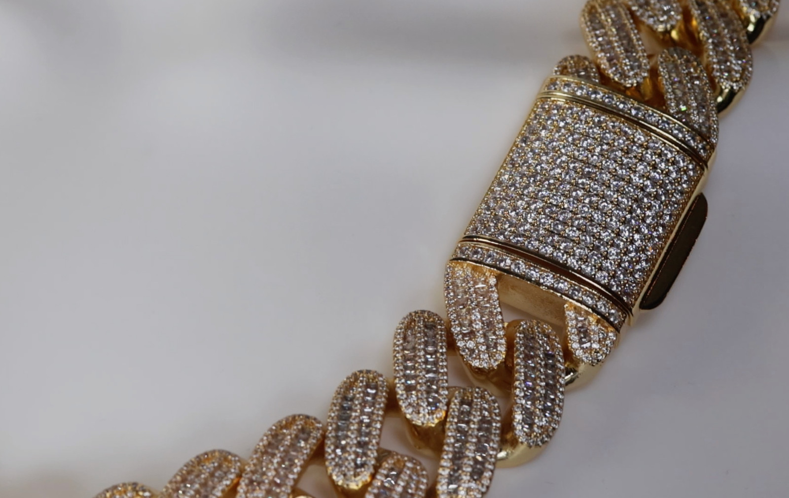Gold Iced Chain, Gold Cuban Link Chain, Hip Hop Chain, Simulated Diamond Chain
