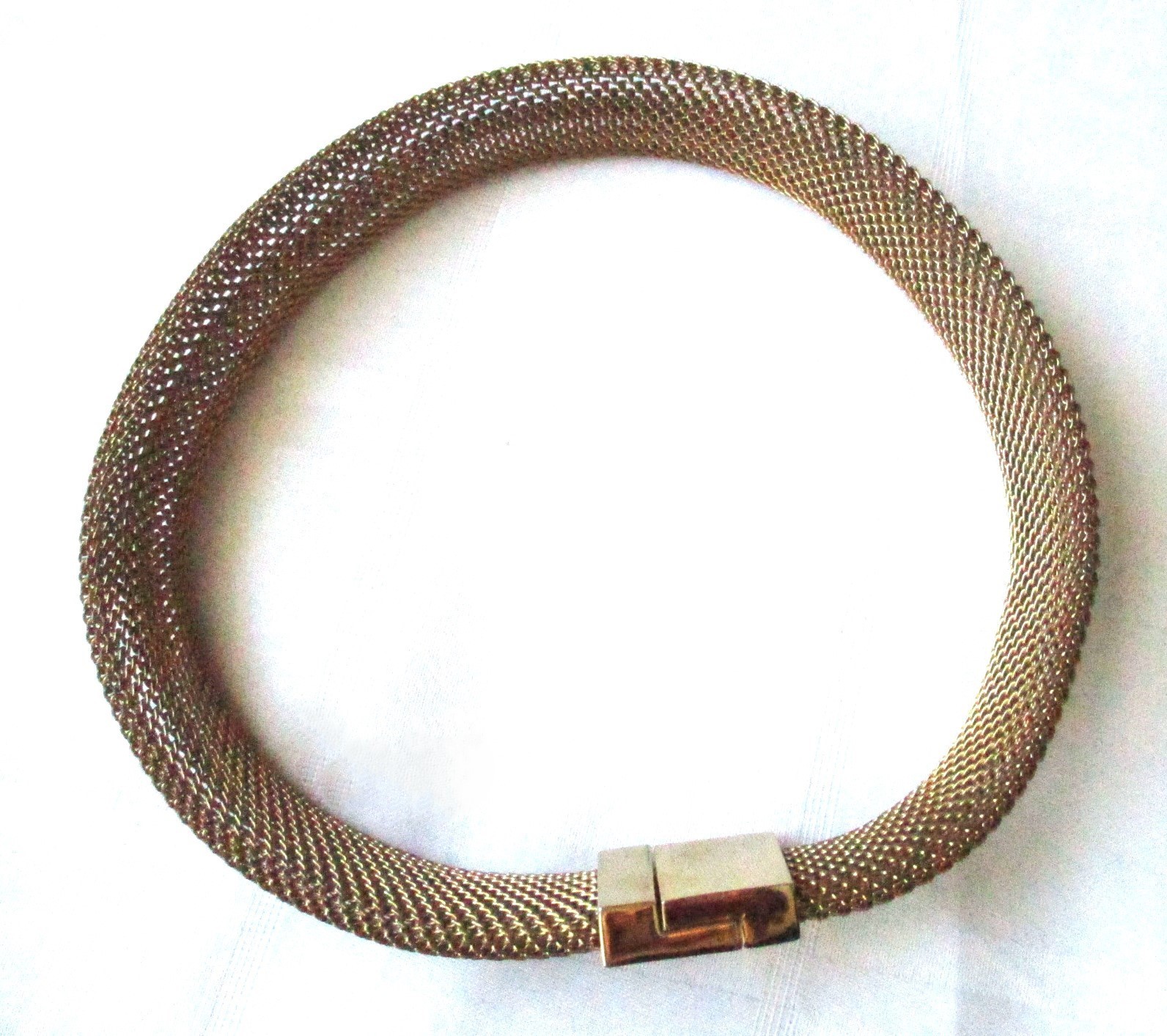LRL Lauren Ralph Lauren Gold Plated Chunky Mesh Collar Choker Band Necklace VTG