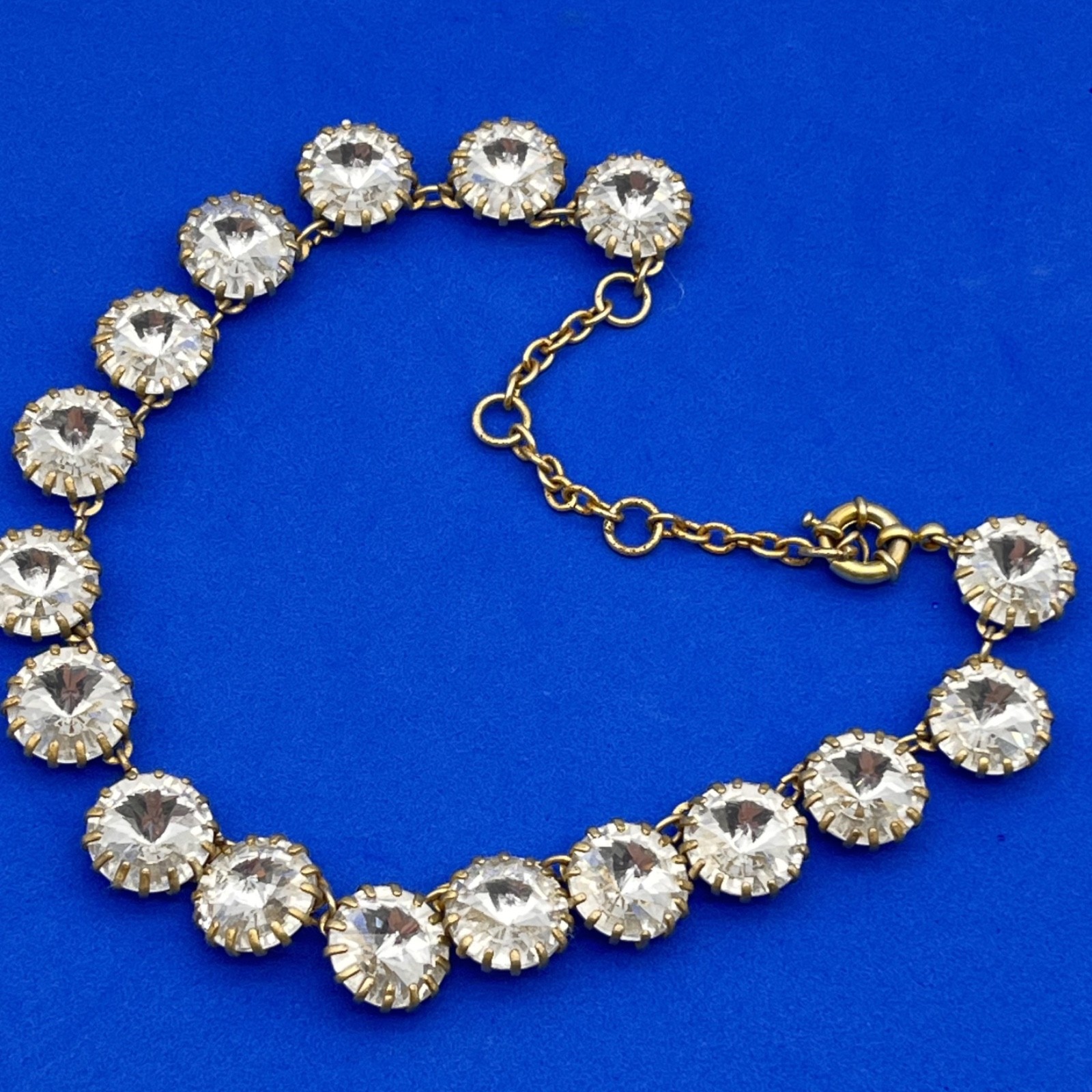 J Crew Crystal Necklace Rivoli Rhinestones Sparkly Statement 14″