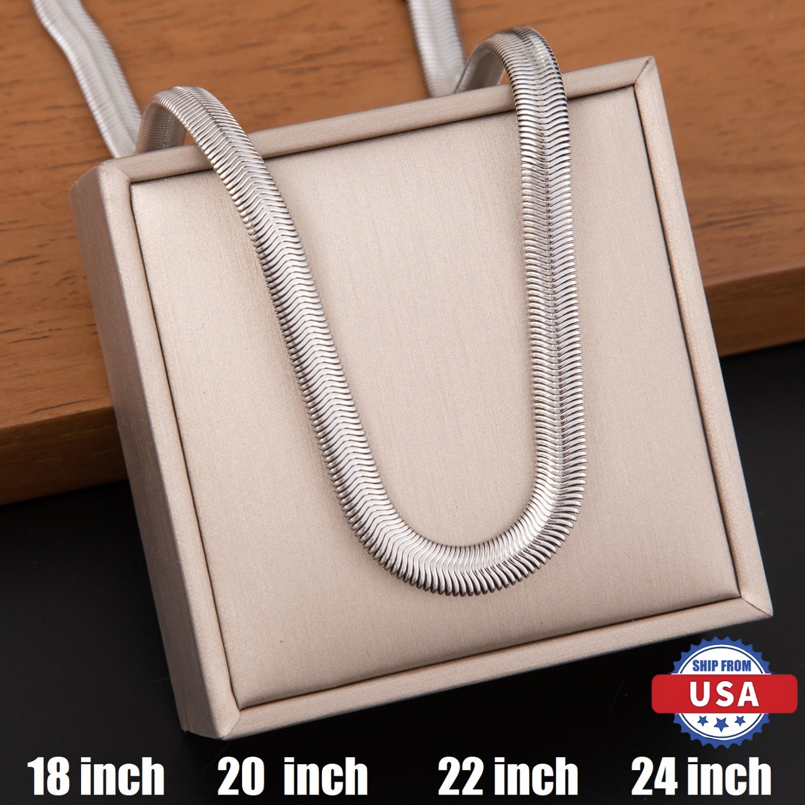 Silver Plated Flat Snake Chain 18- 24 In Necklace 2-4 mm Men Women Jewelry USA