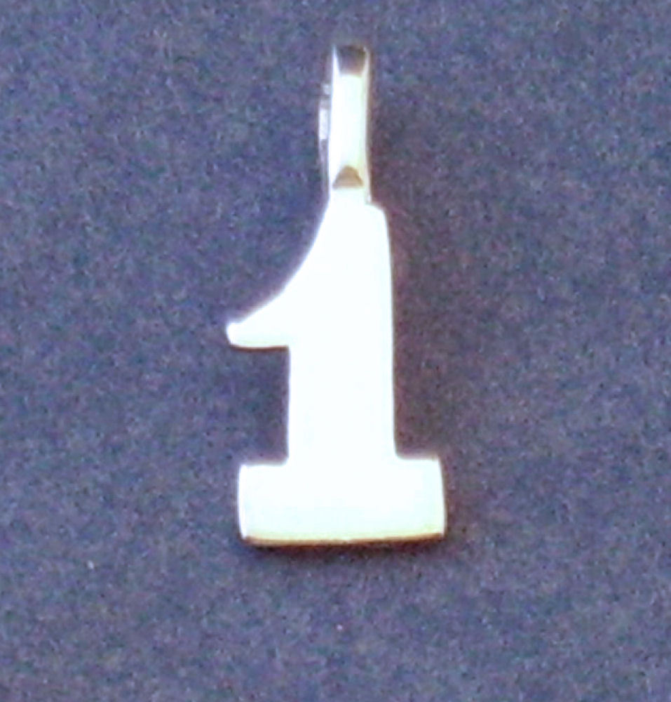 NUMBER PENDANT Numbers 1 – 25 Bright Silver Rhodium Plated Smooth Finish Teams