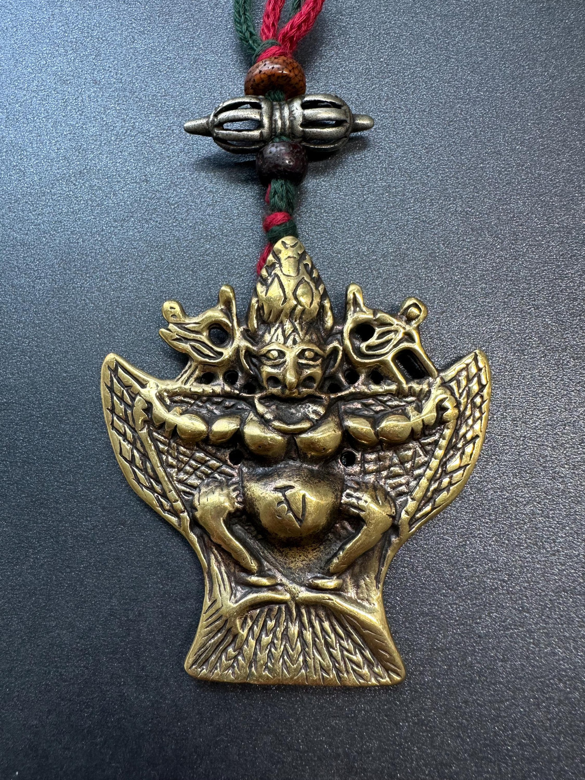 Nepal Tibet Buddhist Brass Garuda Suparna Talisman Pendant, Handmade Protection
