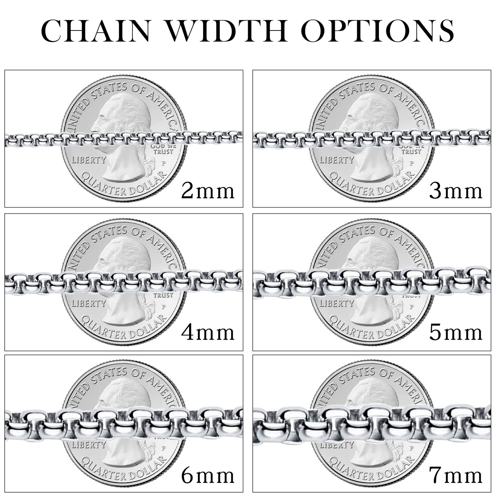 Square Rolo Chain Necklace 2 mm 18 inch Stainless Steel Box Chain Jewelry for…