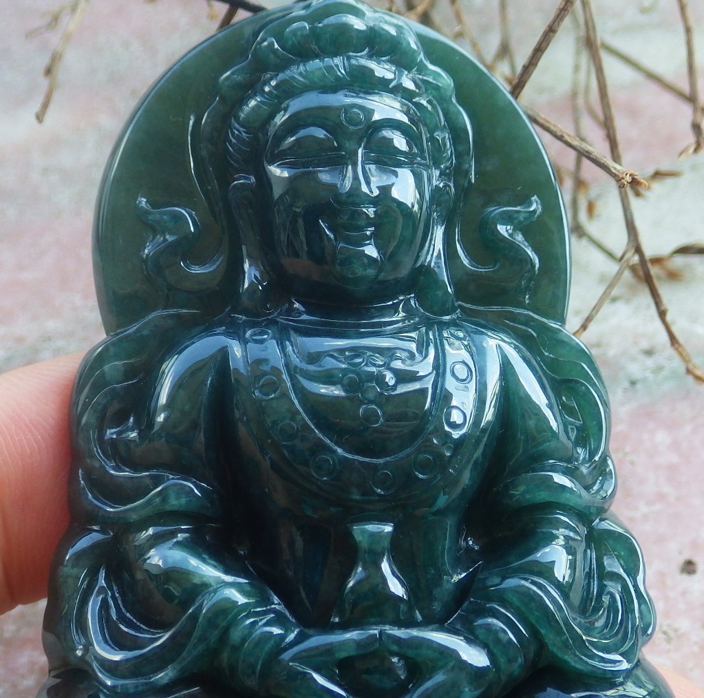 Video Certified A JADE JADEITE PENDANT Guanyin Kwan Yin Lotus Vase 观音 419131 TS
