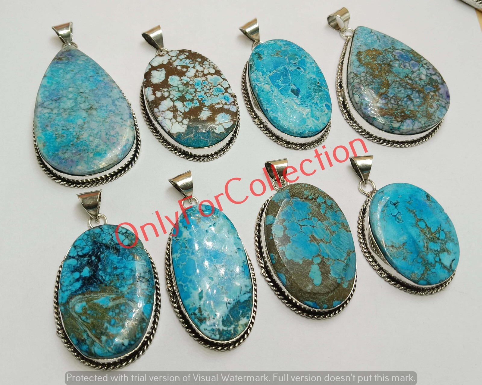 Natural Turquoise Gemstone 925 Sterling Silver Plated Wholesale Pendants Lot