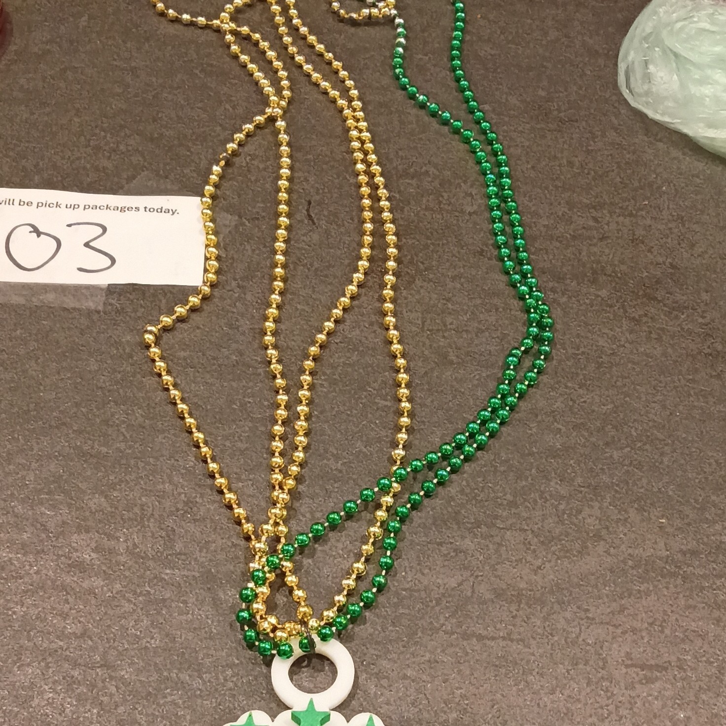 CBF/Brazil Shield Charm Pendant Necklace Green Gold Bead Ball Chain Sports Theme