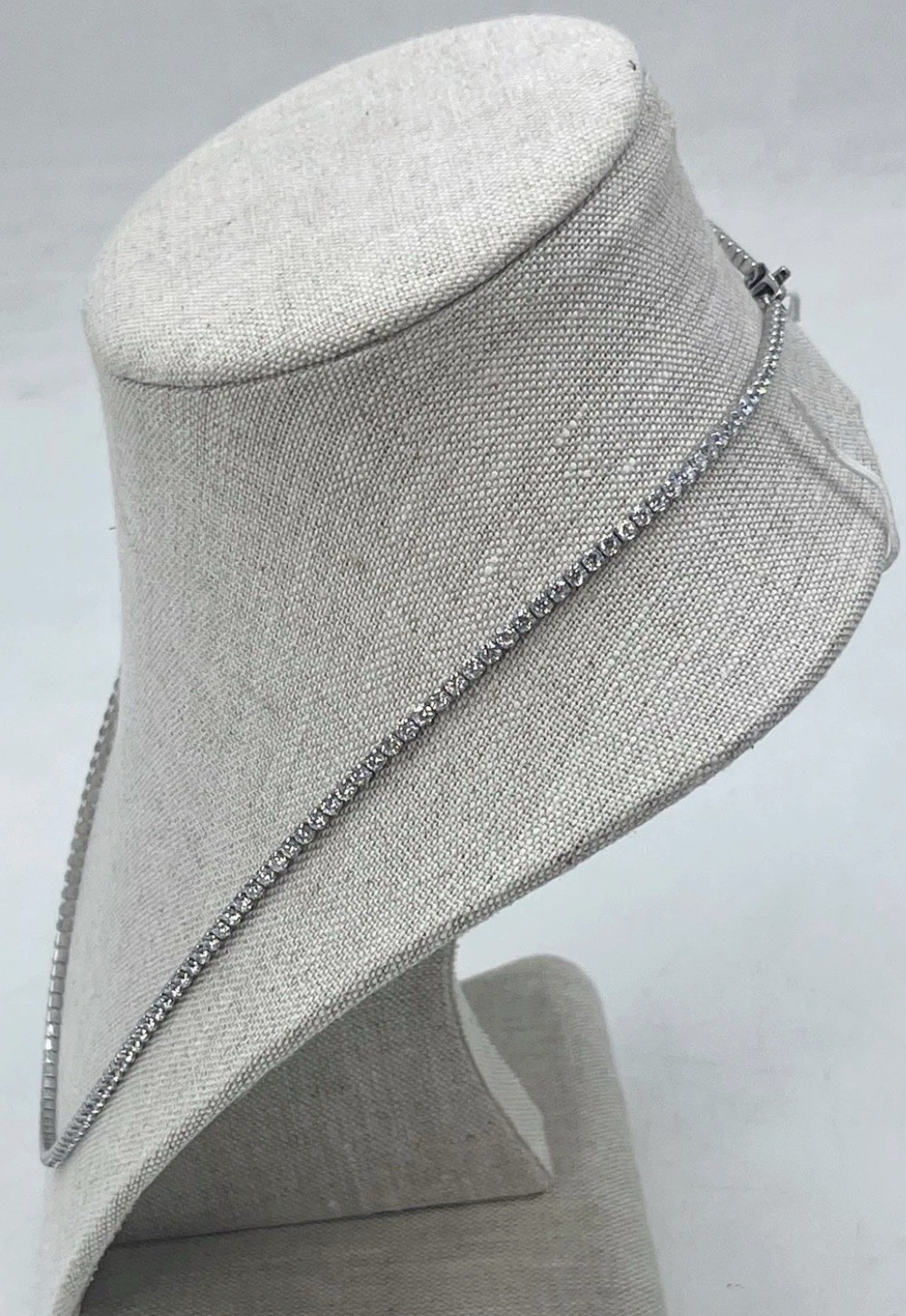 GLD 22 Inch Micro Tennis Necklace 2.5mm 14K White Gold Plated / CZ Stones
