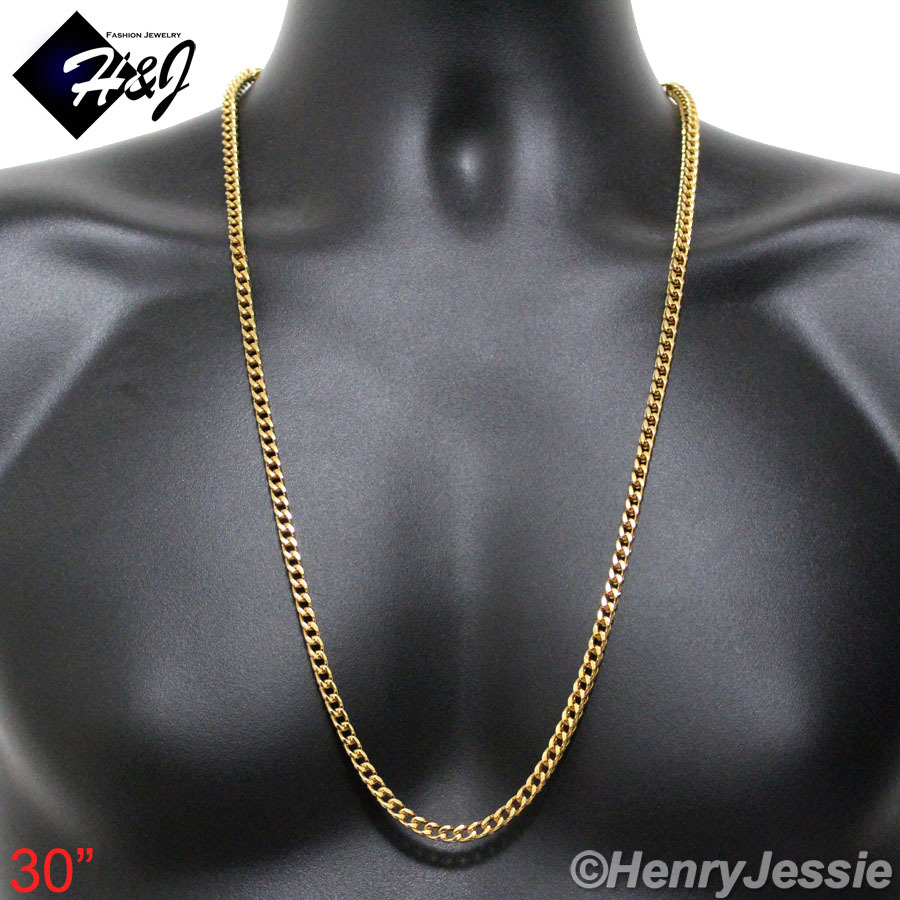 Stainless Steel 4.5mm/6mm Gold Plated Franco Box Cuban Curb Necklace*24″30″36