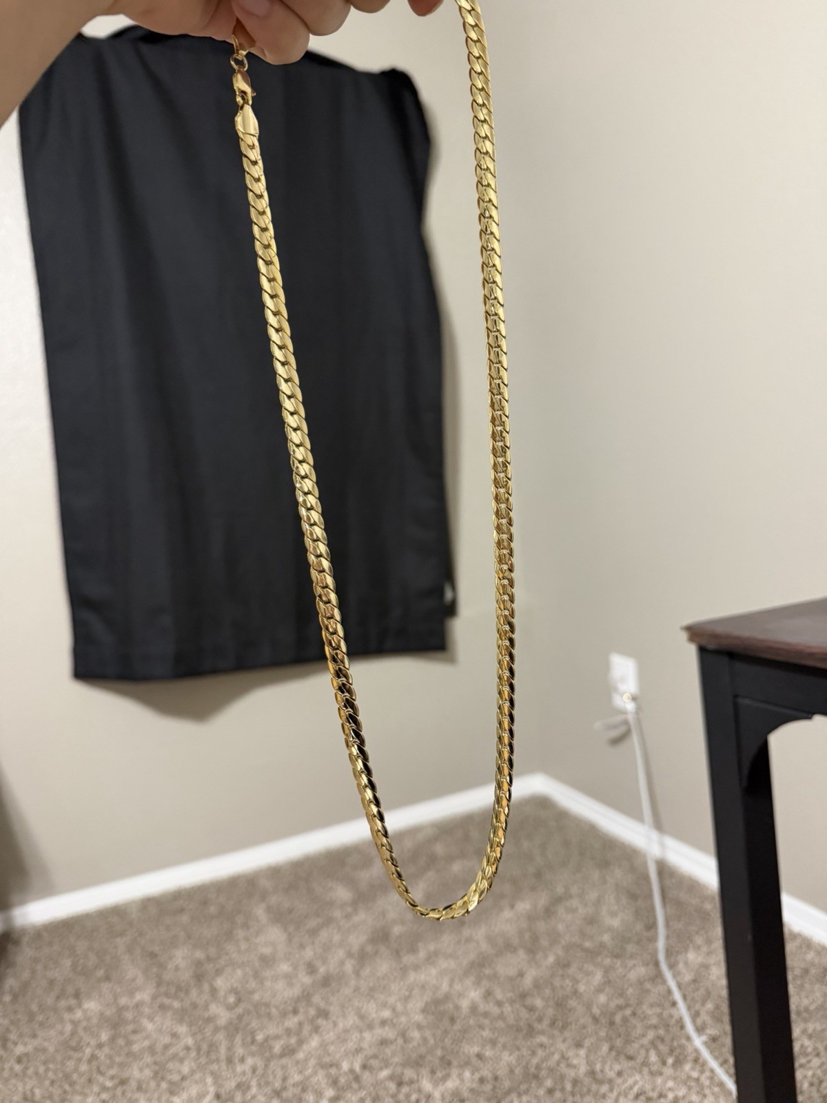 Stamped 14k Gold Flat Cuban Link Chain. 30 inches in length.