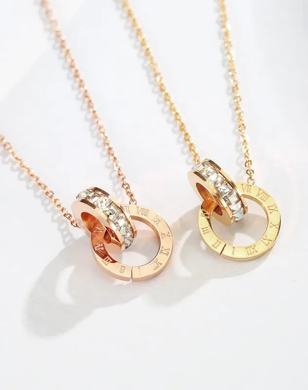 18K Gold Plated Stainless Steel Interlocking Circles Infinity Style Roman