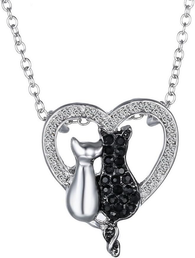 Flawless Cat Shape Heart Necklace with Cubic Zirconia – Perfect Gift for Kids