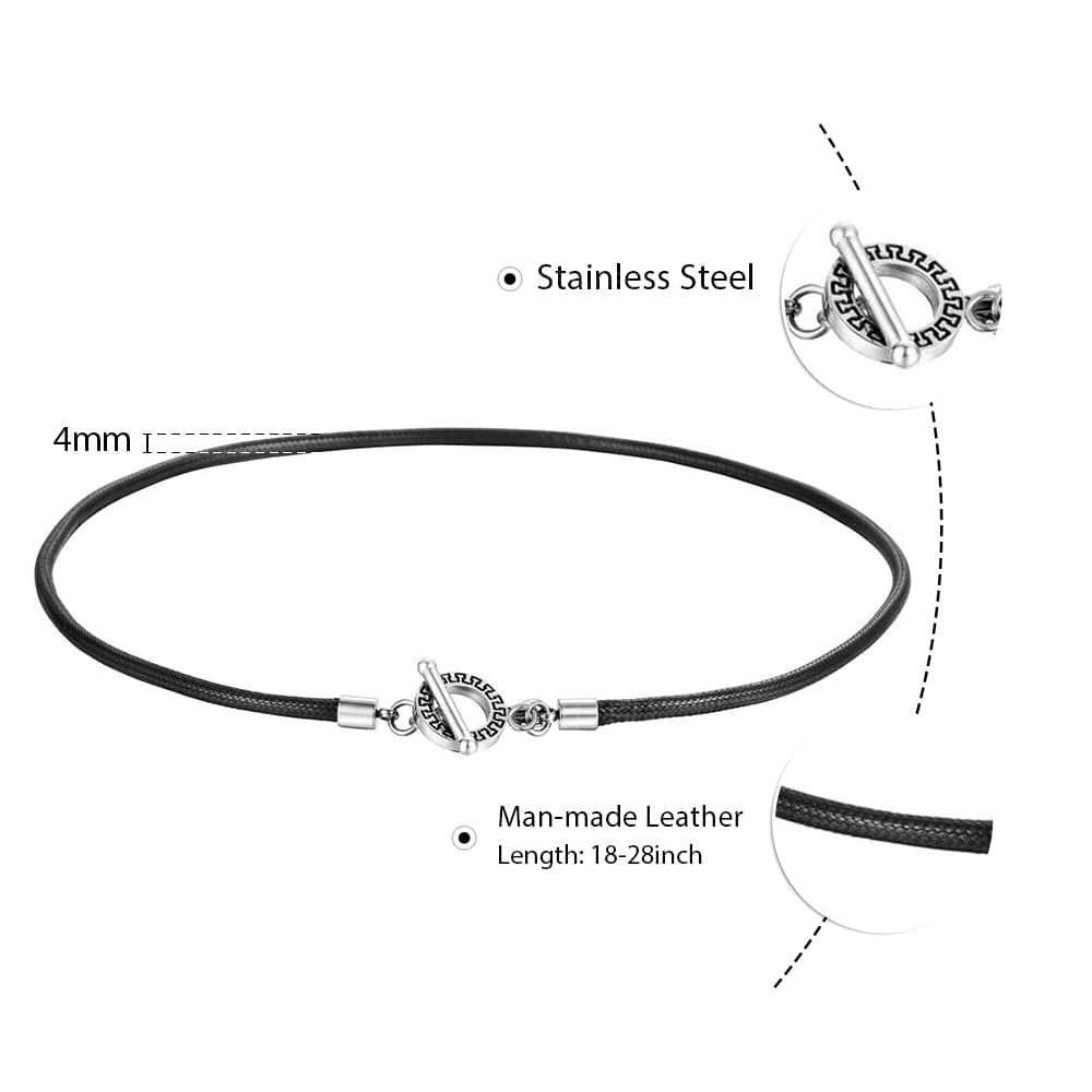 4-6mm 14″-28″ Black Man-made Leather Rope Cord Necklace Choker Magnetic/Toggle