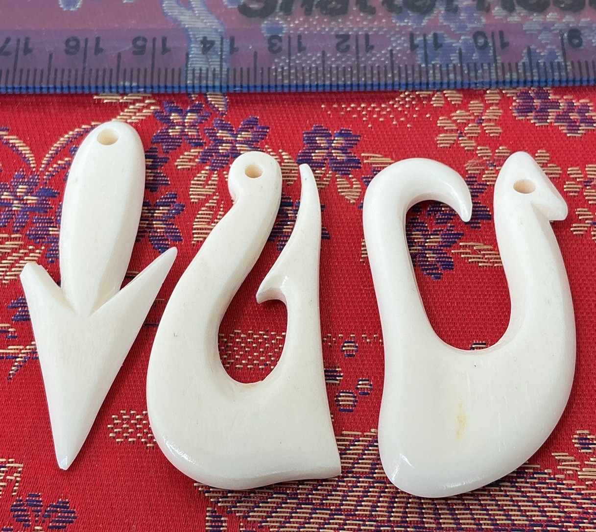 Lot of 6 White Charm Pendant Charms, Mixed Shapes, Cross Theme bovine bone