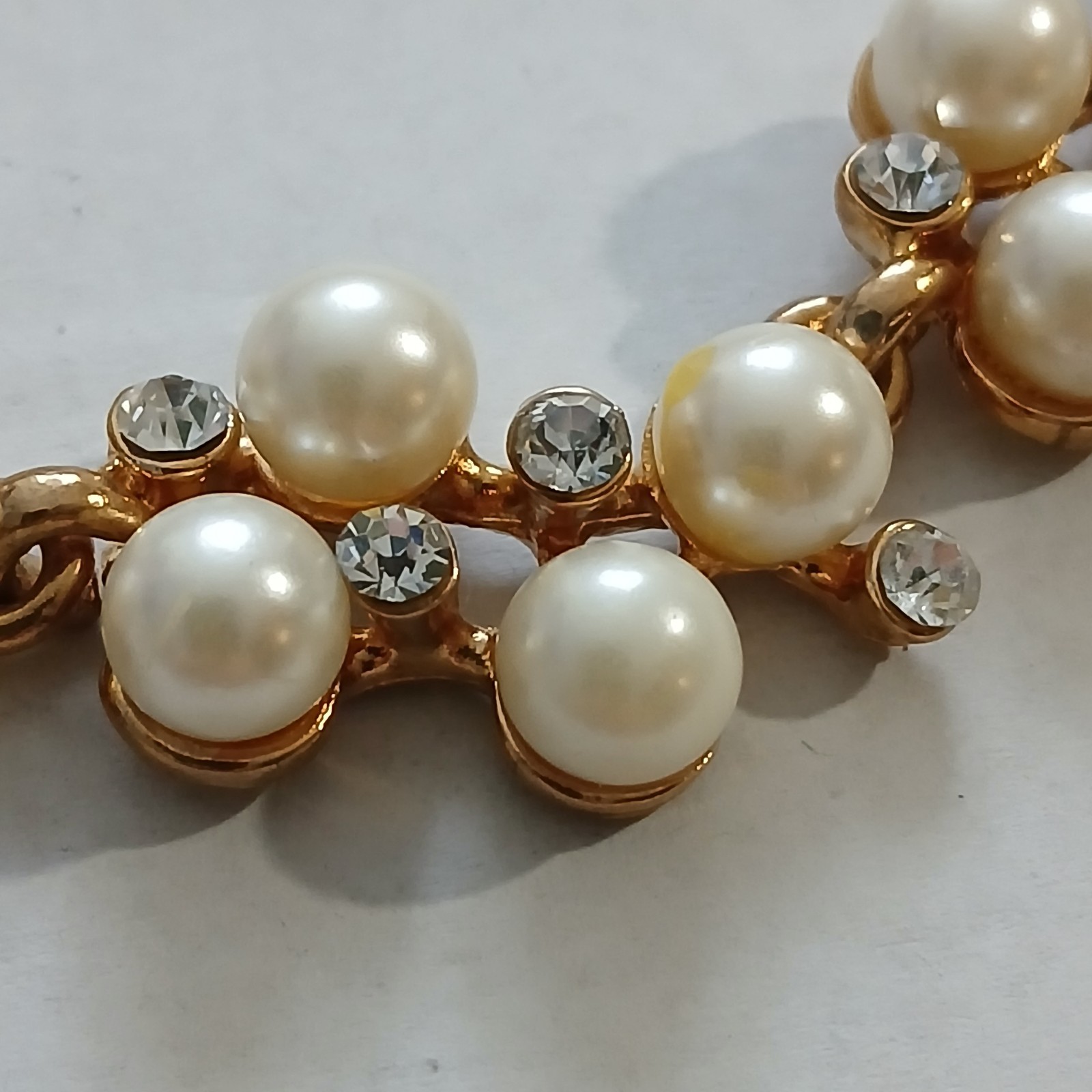Betsey Johnson Faux Pearl and Rhinestone Cluster Collar Necklace Coquette…