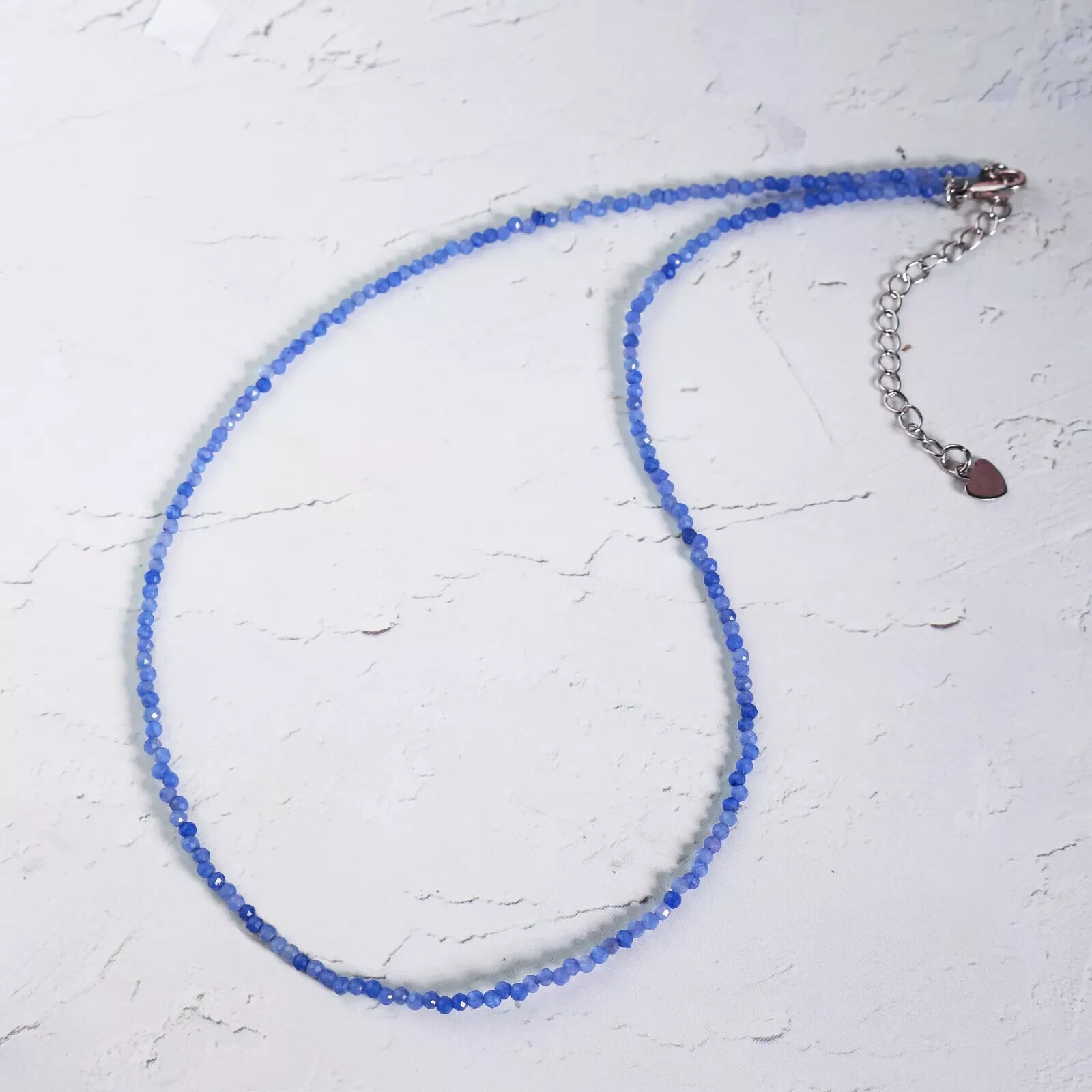 Blue Aventurine Tiny 2mm Beaded Choker Healing Dainty Women Crystal Necklace