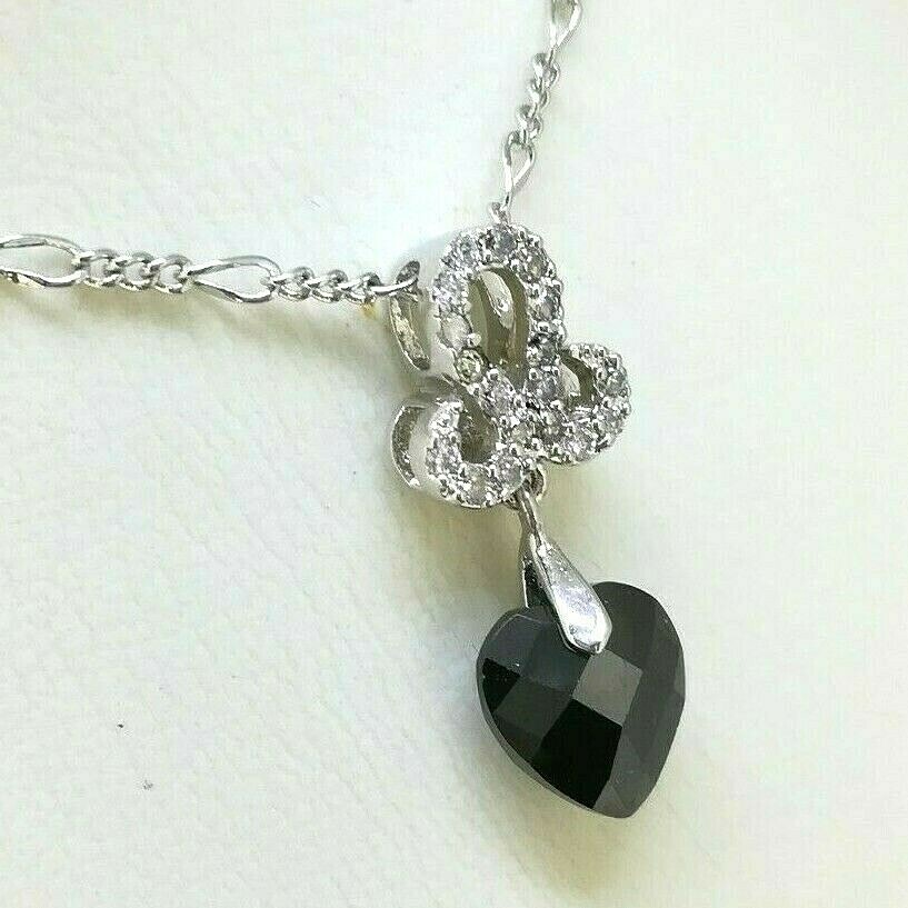 Elegant 925 Sterling Silver SF Heart CZ Pendant Necklace Gift Woman N-A857