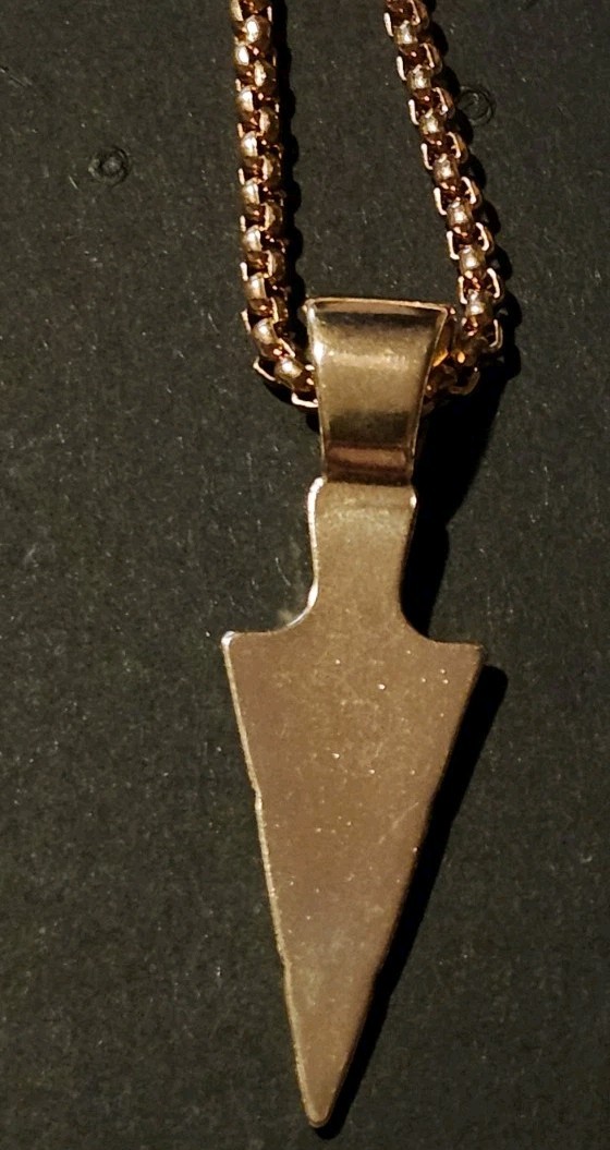 Gold Plated Arrowhead Spear Point Pendant Native Style Venetian Box Chain 22″