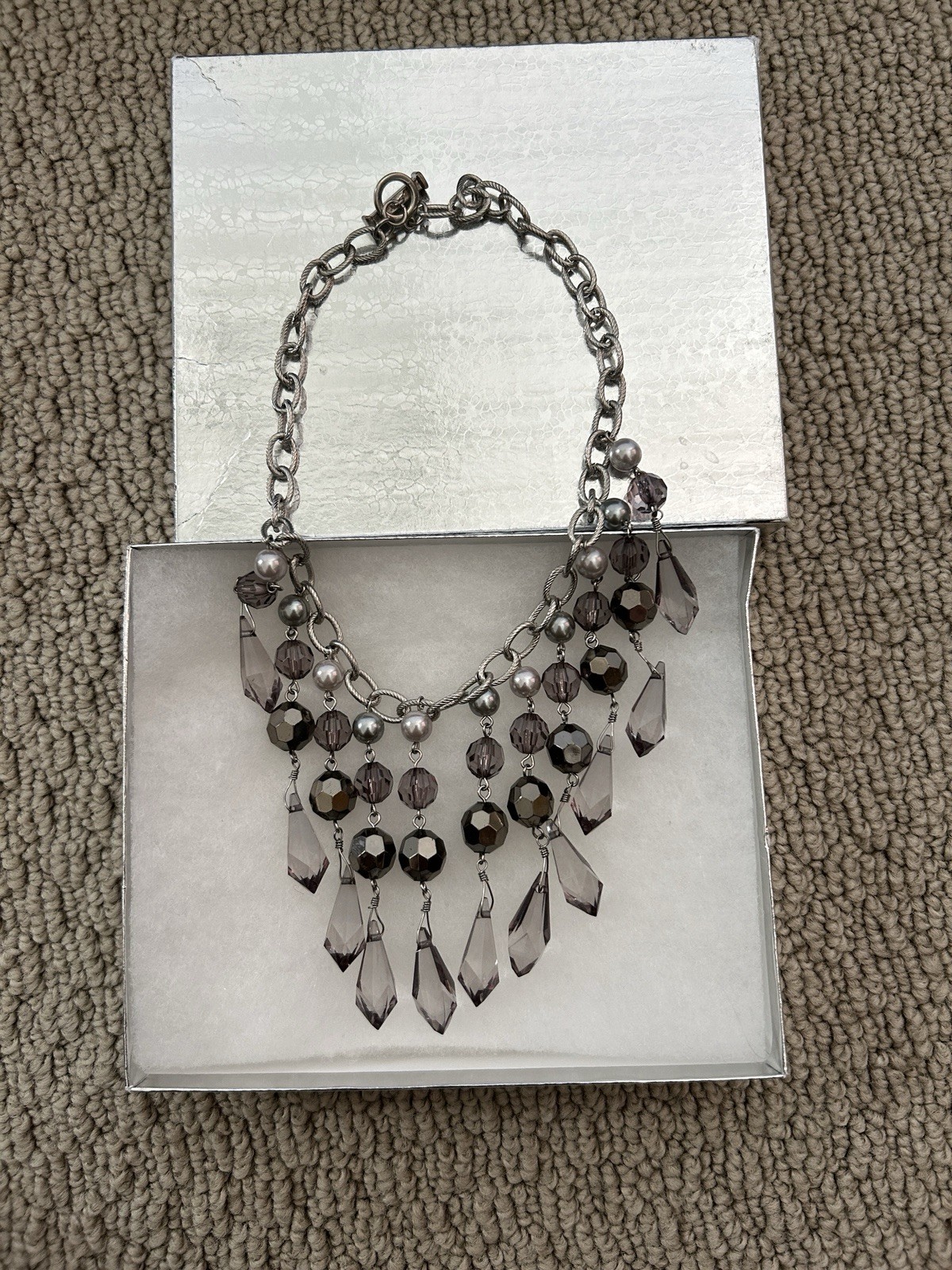 Black Grey And Silver Necklace