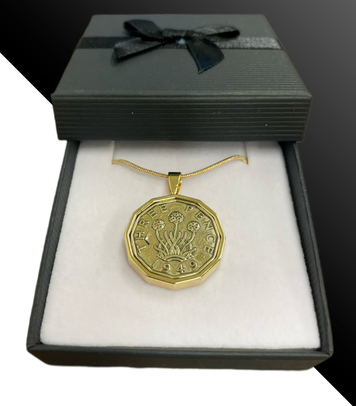 1949 75th Birthday Gift Pre Decimal Brass Threepence 3D Coin Pendant