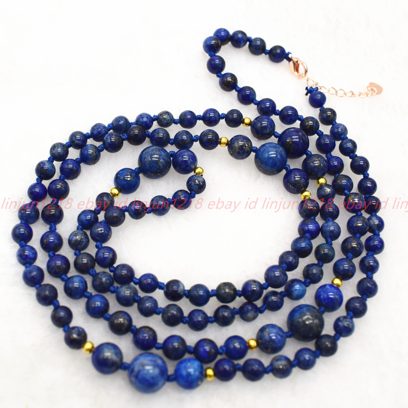 Handmade Natural 6mm Blue Lapis Lazuli Gemstone Round Beads Necklace 36in