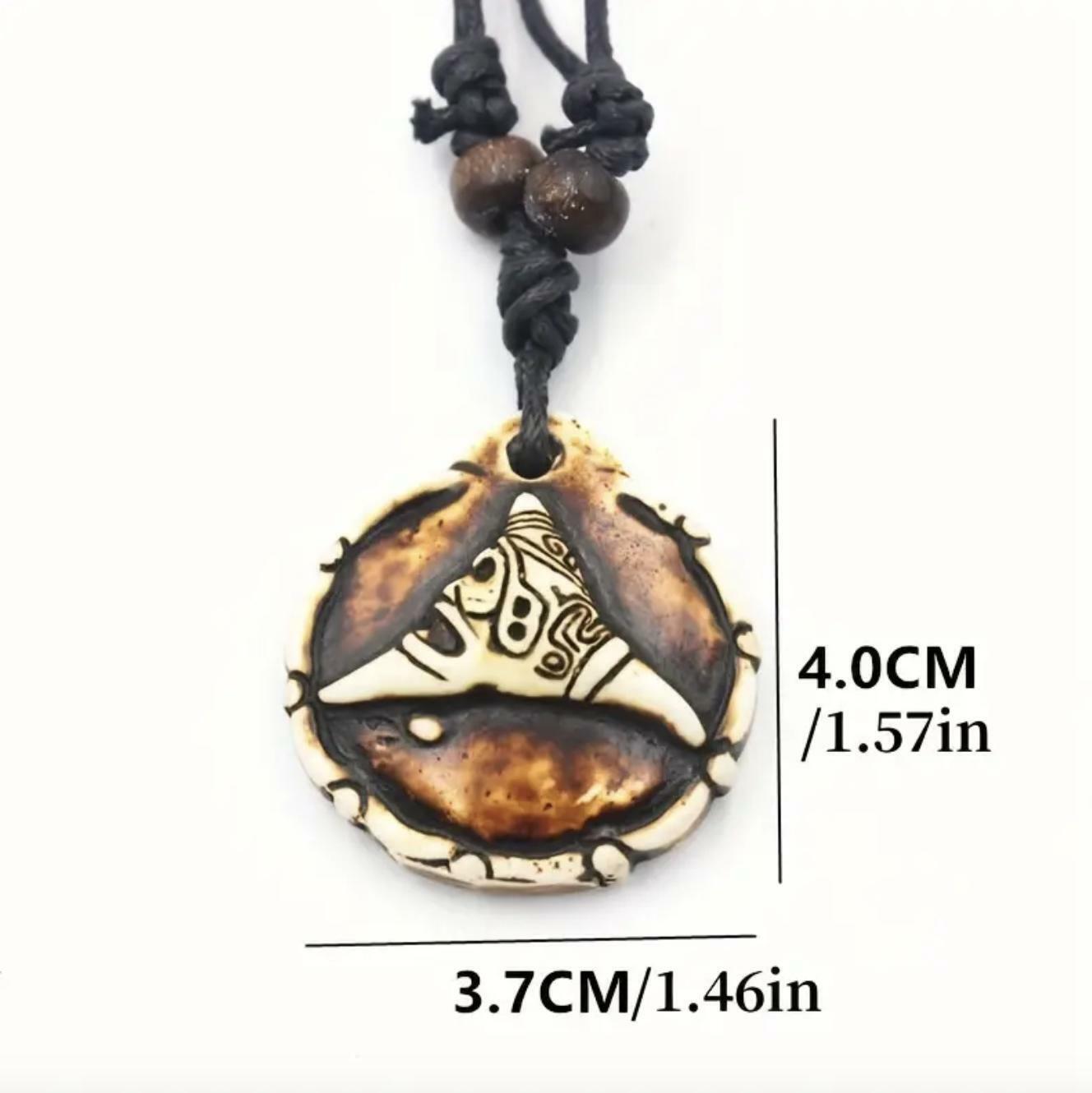 Puerto Rico Unisex Adult Tribal Imitation Bone Necklace & Pendant NEW