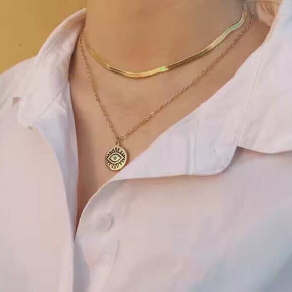 Waterproof Gold Chain Necklace Classic Herringbone Necklace Everyday Jewelry