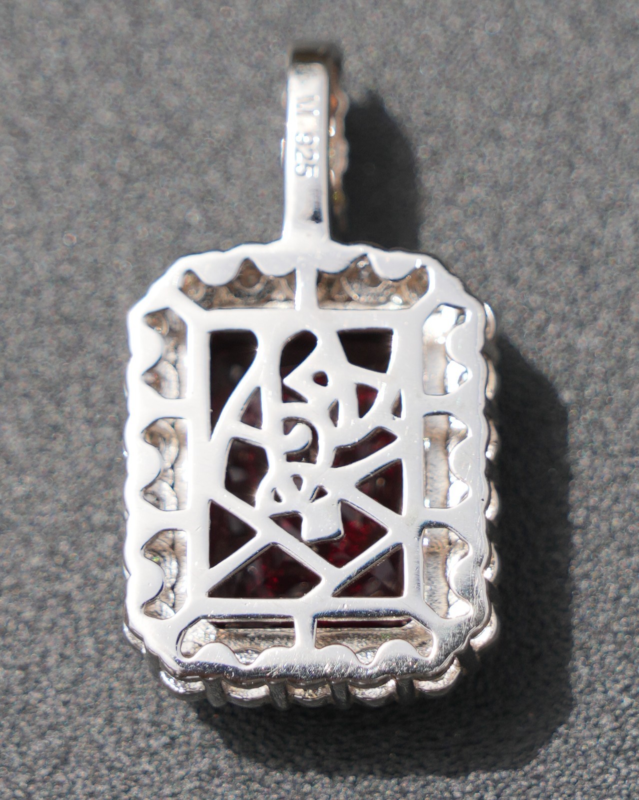 Moissanite & Simulated Ruby Pendant -925 Sterling Silver