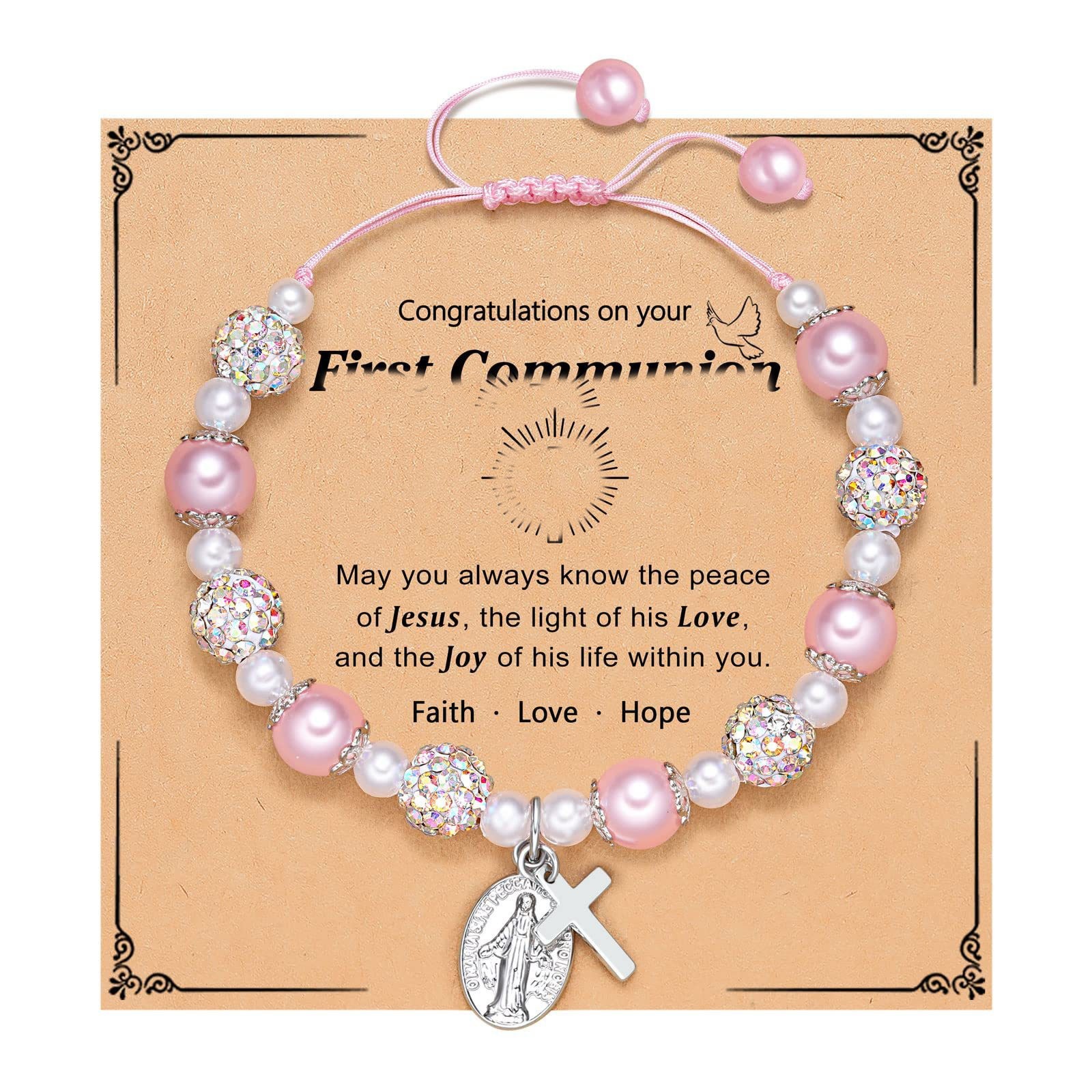 Adjustable braided bracelet with engraved stainless steel heart pendant birthday