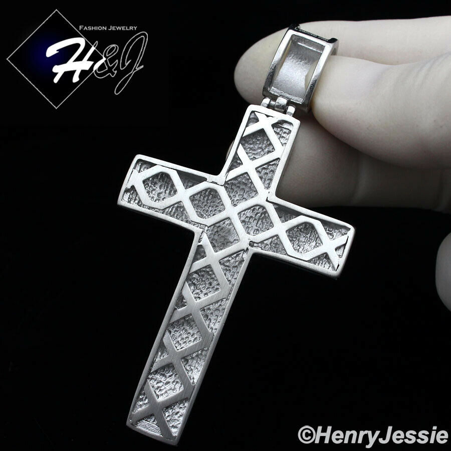18″-40″MEN Stainless Steel 7mm Silver Miami Cuban Chain ICY CZ Cross Pendant*I21