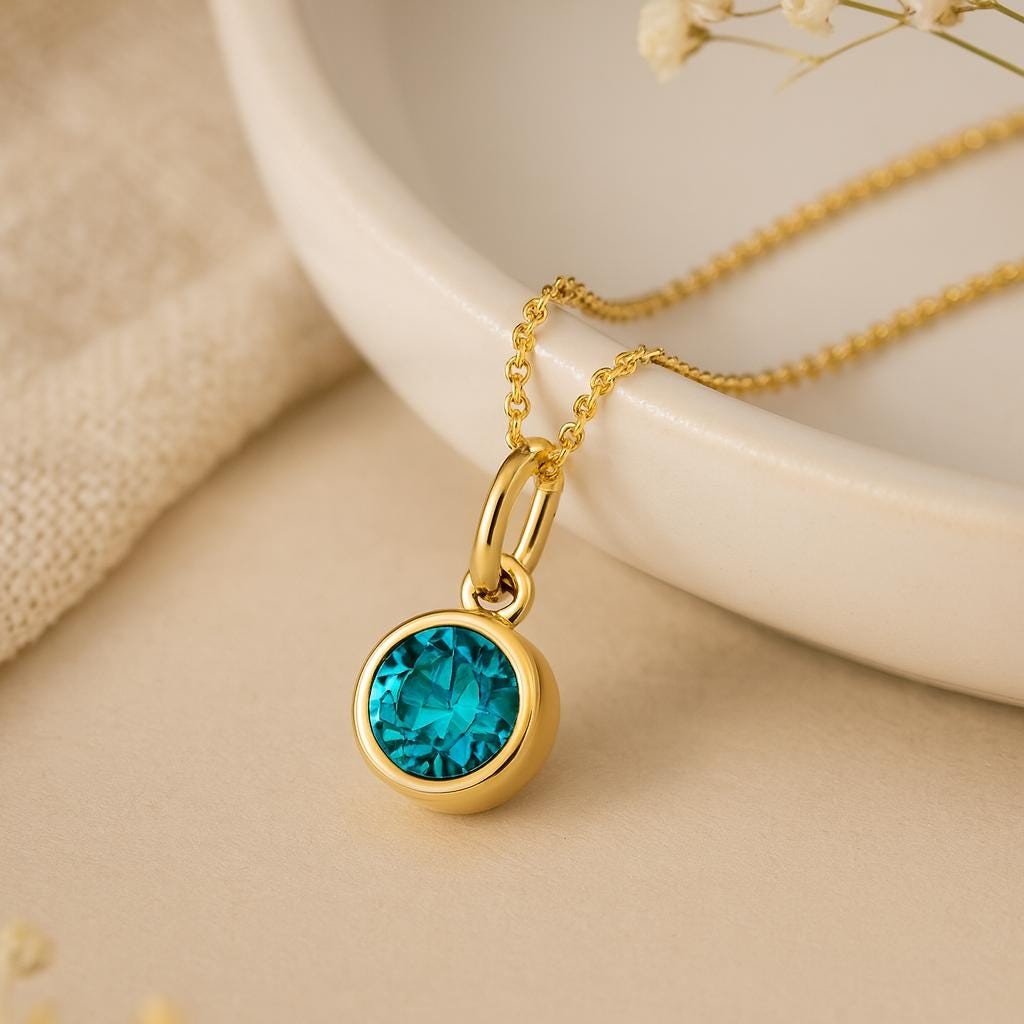 4Ct Prong Pendant Lab Created Topaz Necklace 14K Yellow Gold Over Women Birthday