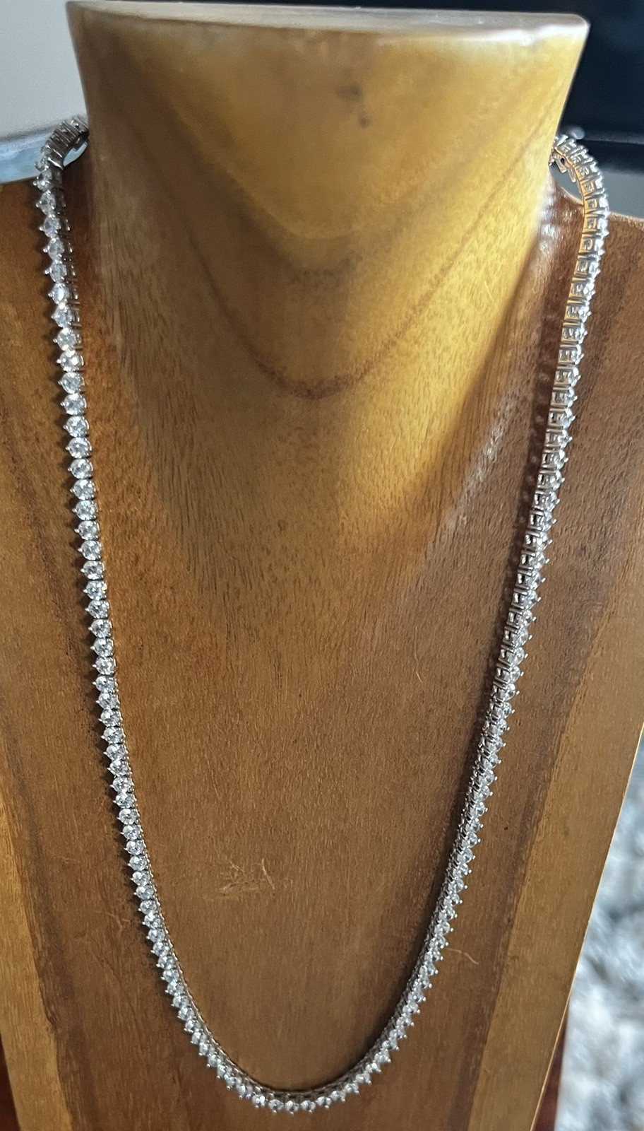 925 Sterling Silver / CZ Necklace China 23 grams 18 Inches Long