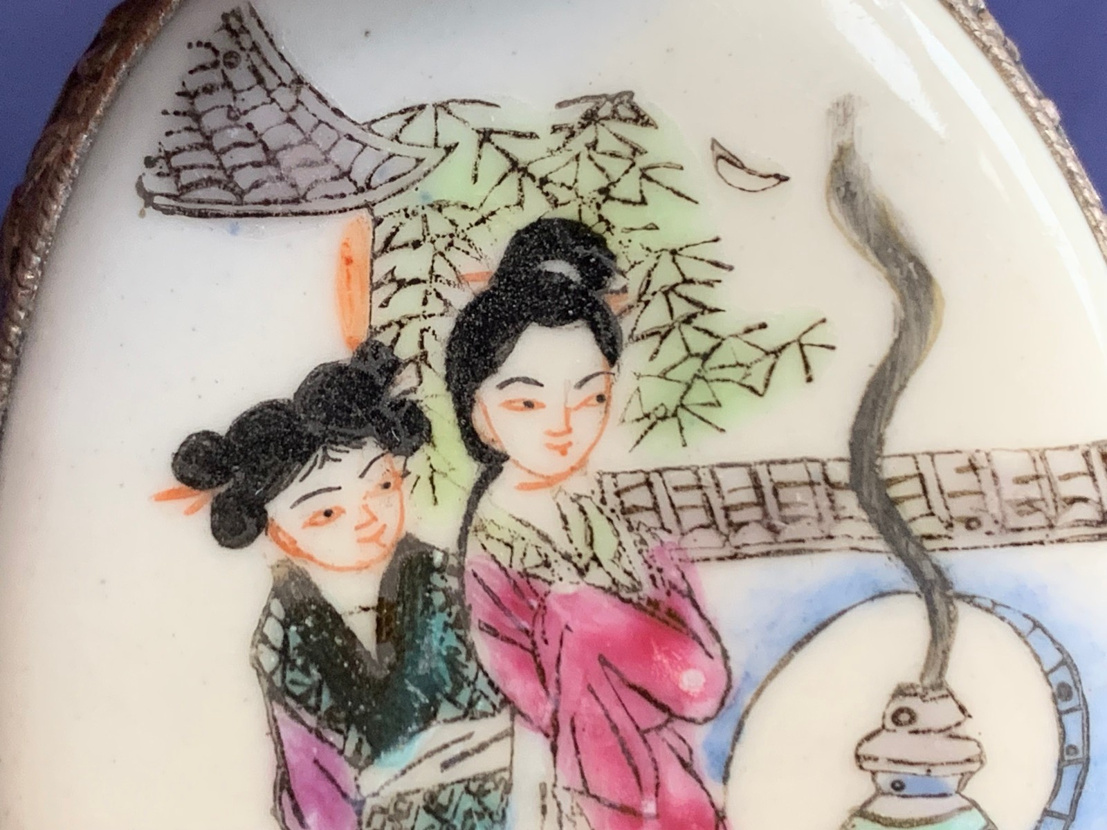 Hand Painted Asian Ladies Pendant Fashion Jewelry Porcelain Beijing China