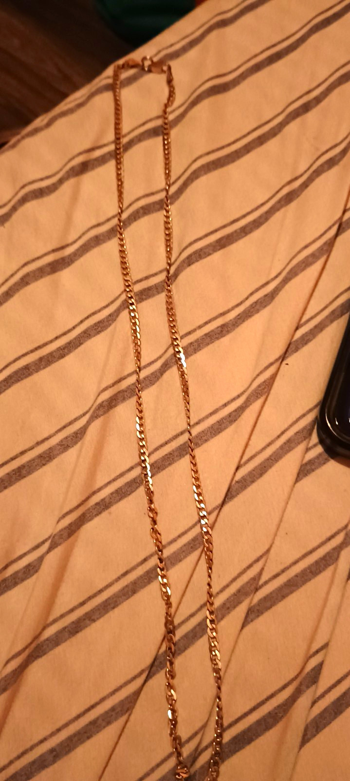 Gold Tone Curb Link Chain Necklace, Metal, Lobster Clasp, No Stone