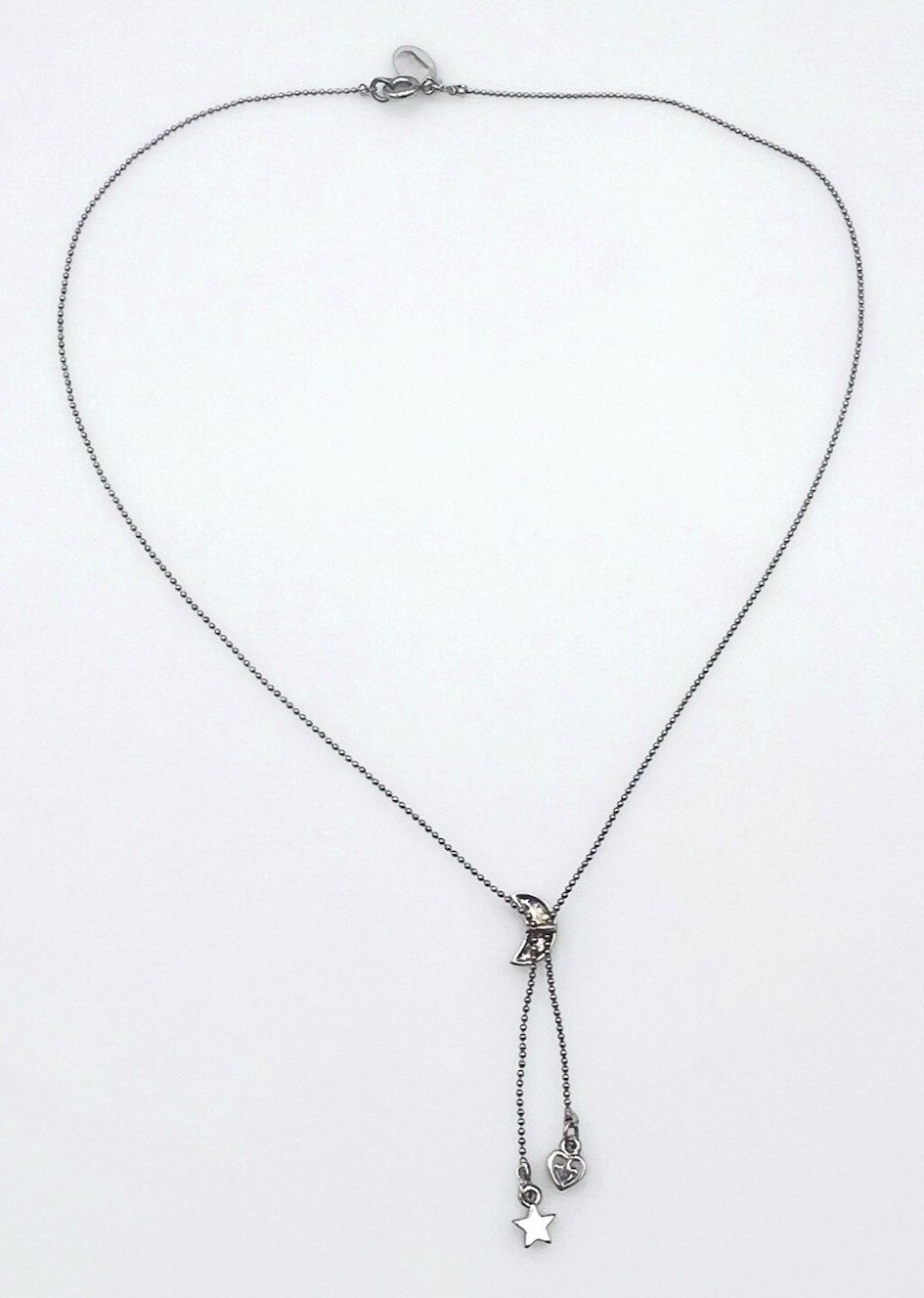 Carolina Herrera Celestial Blue Crystal Crescent Moon Star Heart Y Drop Necklace