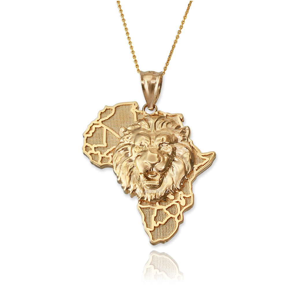 Africa Lion Gold Pendant Necklace