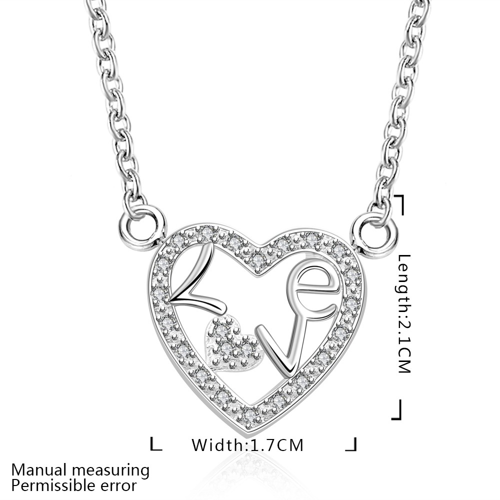 Elegant 925 Sterling Silver Filled Heart Love CZ Pendant Woman Necklace N-A580