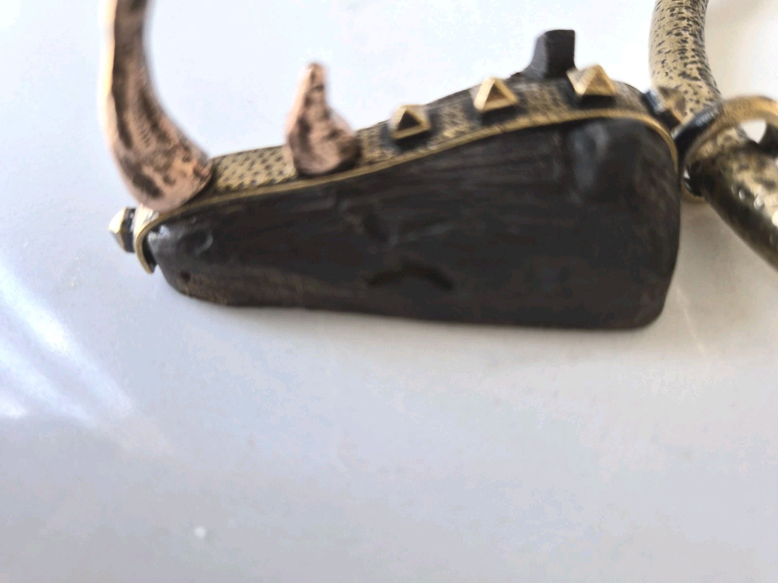 VALENTINO Tribal Mask Necklace Runway Bronze Pendant $945 Rhino