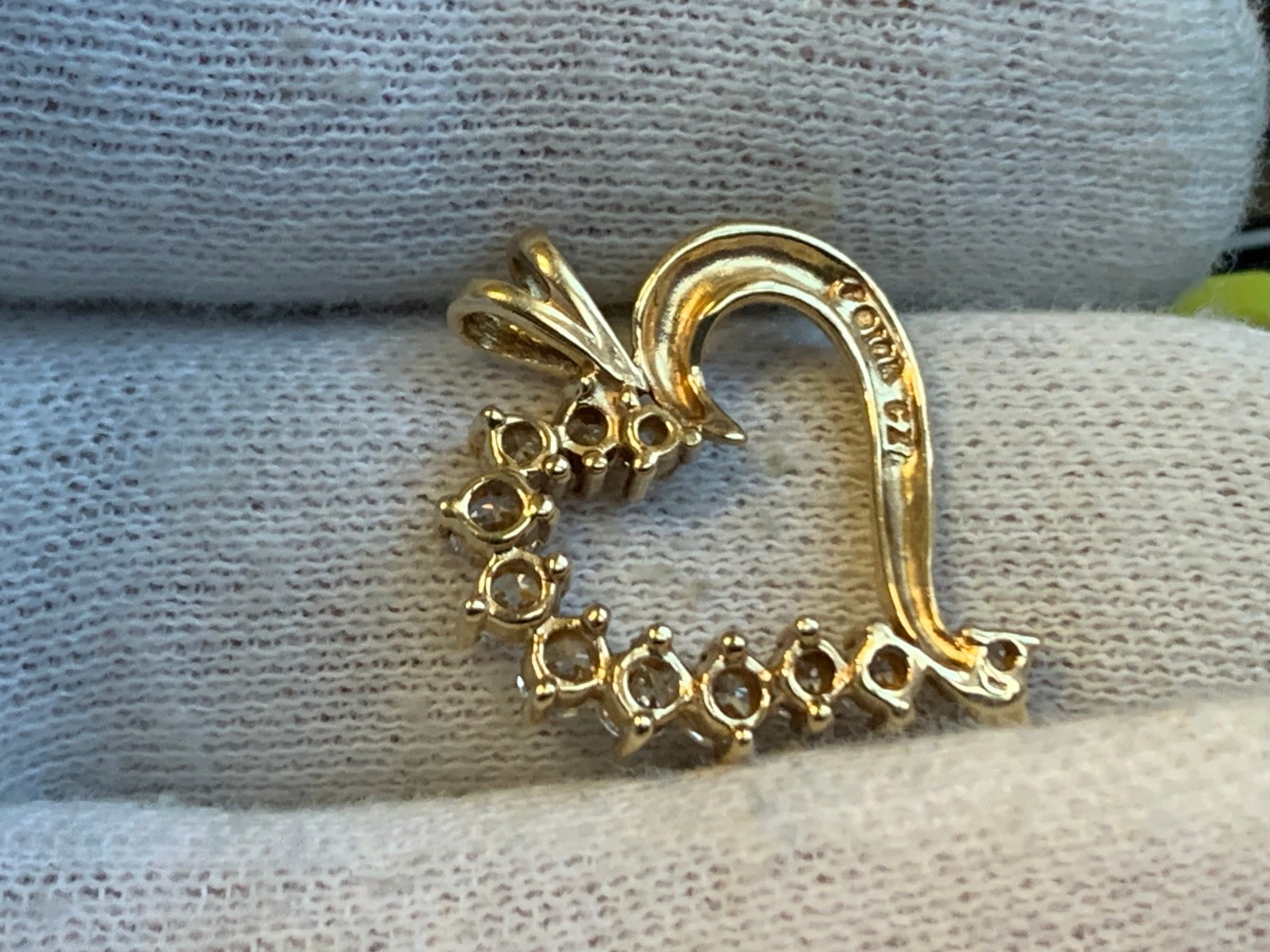 10K Yellow Gold Heart Pendant 1.87g Fine Jewelry Cubic Zirconia Charm *READ*