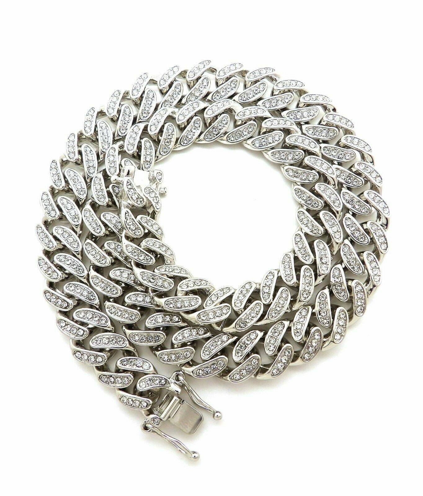 Hip Hop Dog Tag Bling pendant & 12mm 18″ Full Iced Cuban Choker Chain Necklace