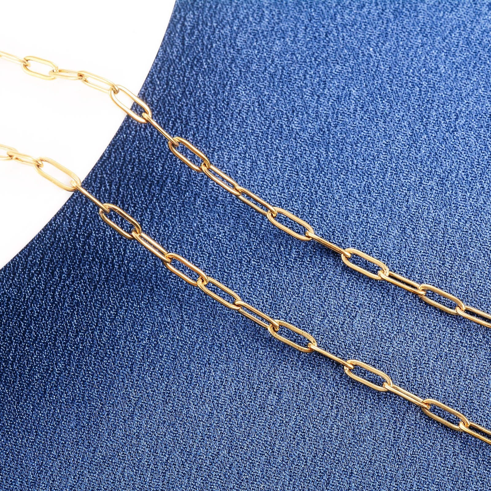 Paper clip necklace silver/gold color for women men, chains stainless steel