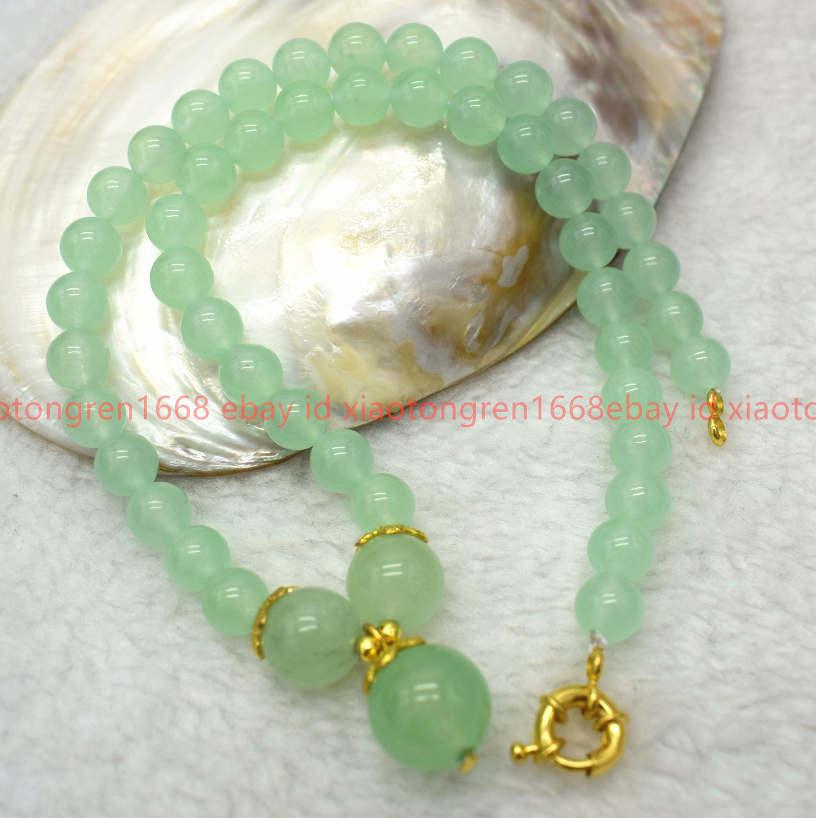 Handmade Natural 8mm Light Green Jade Gems Round Beads Pendant Necklace 16-24in